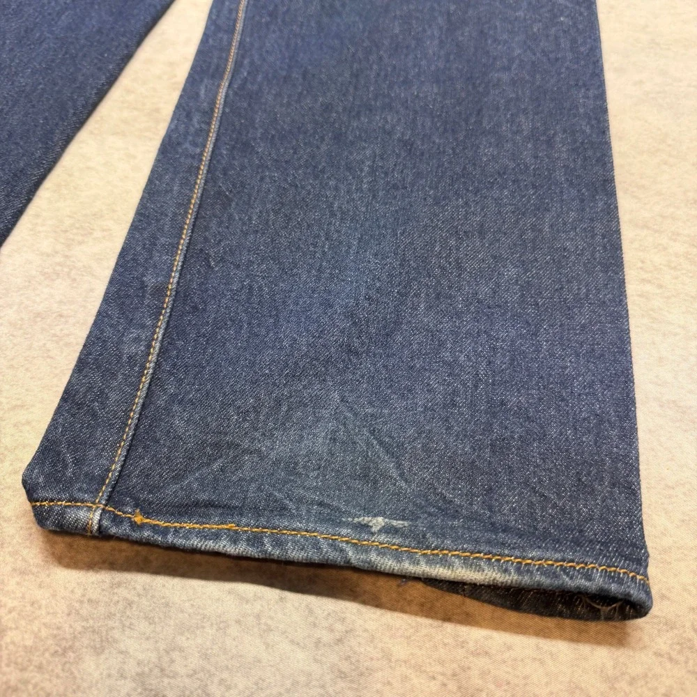 Levi's 501 Original Fit Jeans Mens 38x30 Dark Wash Blue Straight Leg Distressed - Picture 4 of 12